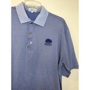 Nick Price Cool-Luxe Mens Golf Polo M BELFAIR Blue Stripe Cotton/Poly‎ EUC